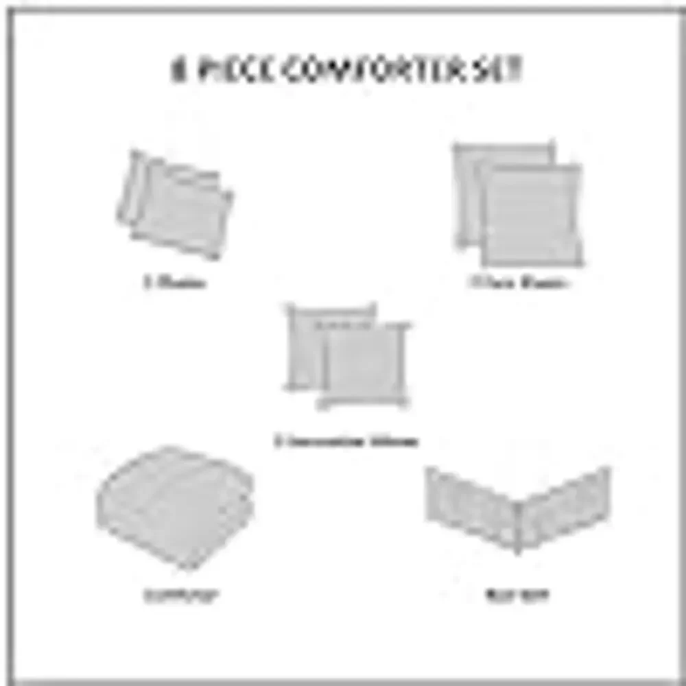 Madison Park Camelia 8 Pieces King Comforter Set Faux Silk Neutral Brown NEW
